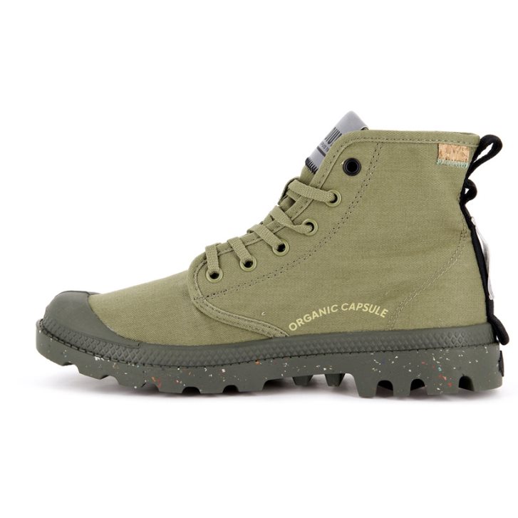 Palladium Pampa Organic Metro Men's Boots Olive | UK T035-MTD